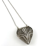 Vintage Silver Filigree Heart Locket Necklace