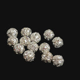 silver and rhinestone round beads vintage