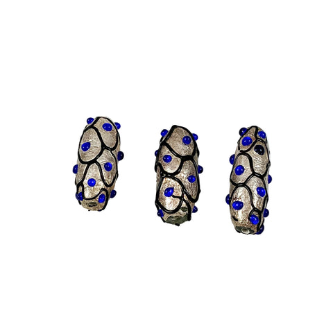 Silver Foil & Blue Eye Glass Beads -Vintage Italian