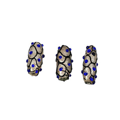 Silver Foil & Blue Eye Glass Beads -Vintage Italian  (3)