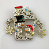 Snow Place Like Home Snowman Brooch by AJMC