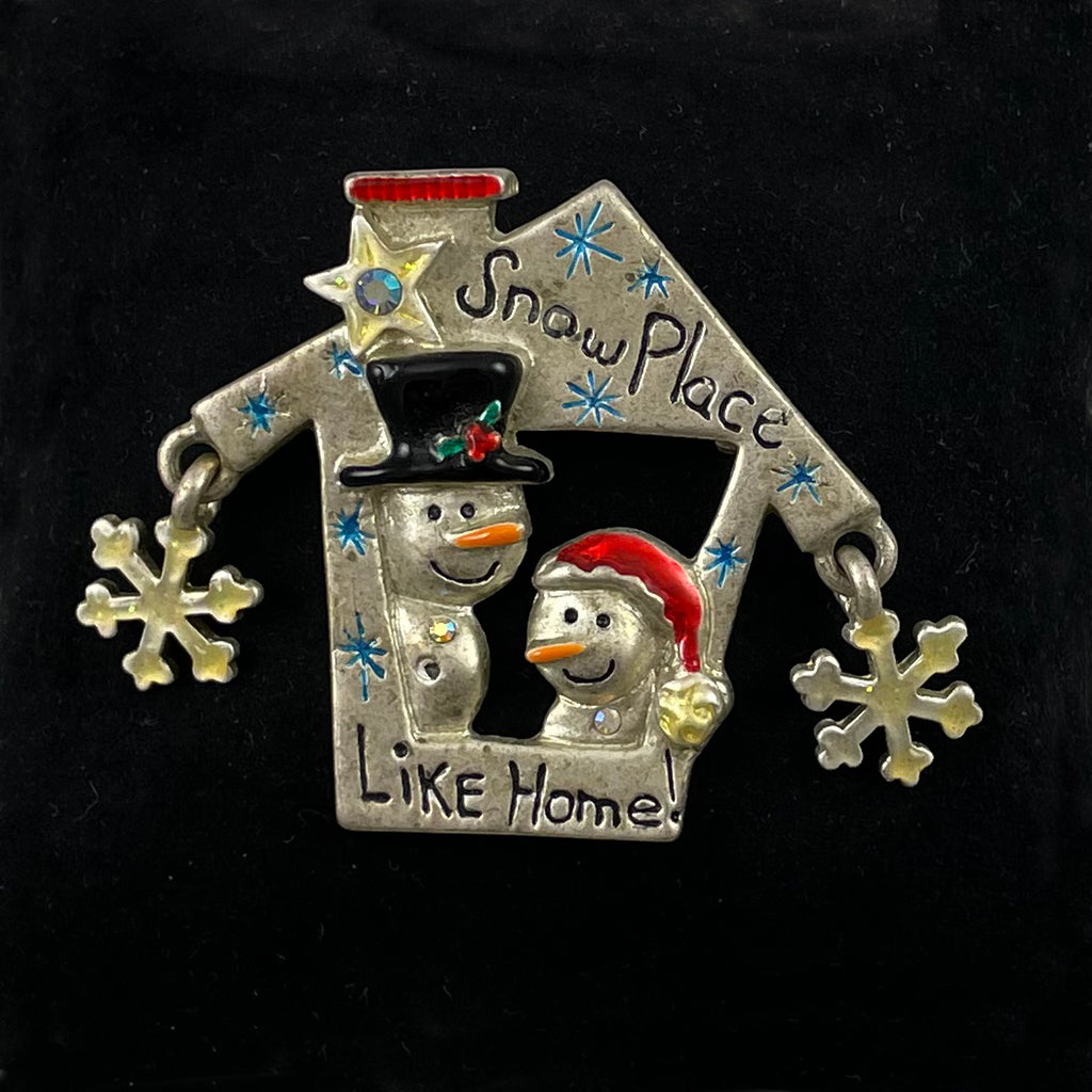 Snow Place Like Home Snowman Brooch