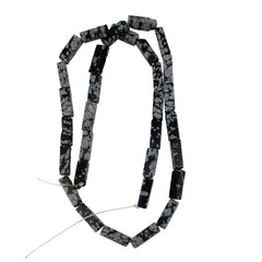 Snowflake Obsidian 12 x 4mm Rectangle Beads