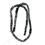 Snowflake Obsidian 12 x 4mm Rectangle Beads