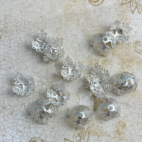 Large Silver Plated Bead Caps