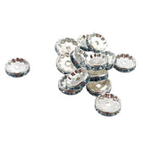 Silver Plated Light Sapphire Crystal Rondelles 12mm