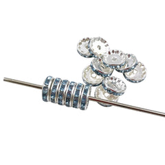 Silver Plated Light Sapphire Crystal Rondelles 12mm - 12 beads