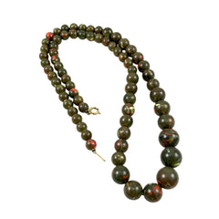 Graduated Spinach Bead Necklace Vintage Plastic