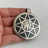 Vintage Mexican Aztec Sun Shadow Box Brooch & Pendant Signed