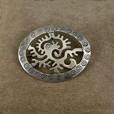 Vintage Mexican Aztec Monley Brooch & Pendant Signed JS