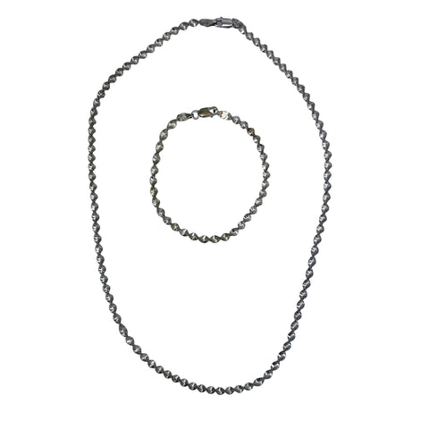 Italian Sterling Silver Twisted Chain Necklace & Bracelet Set