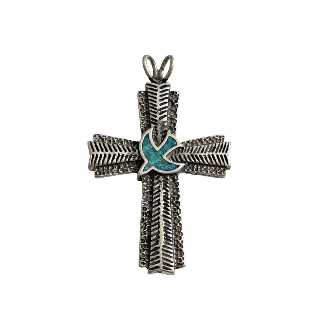 Sterling Silver Cross with Turquoise Dove