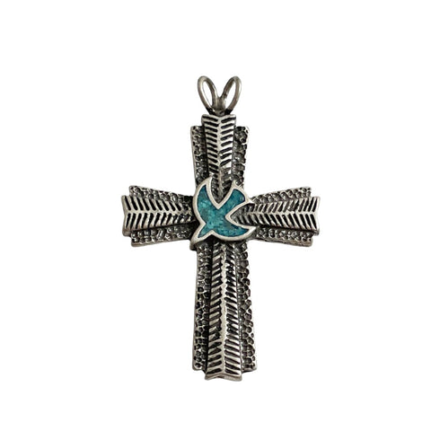 Sterling Silver Cross with Turquoise Dove