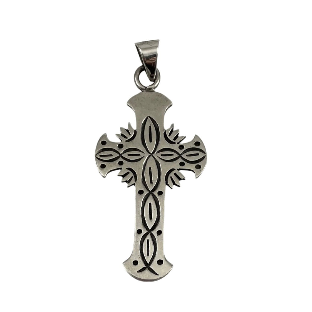 Sterling Cross Pendant Ichthys Vintage Mexican Silver
