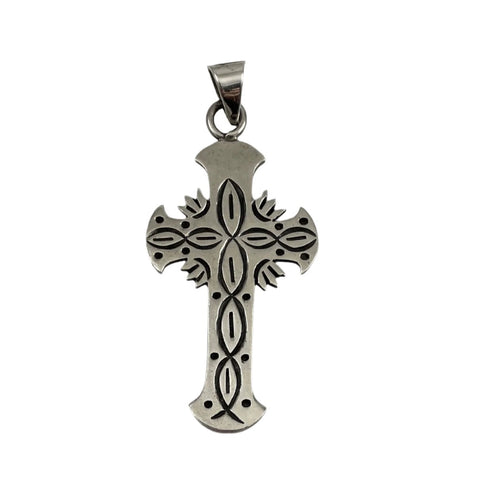 Sterling Cross Pendant Ichthys Vintage Mexican Silver