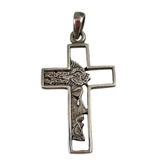 Sterling Silver Holy Face Cross Pendant