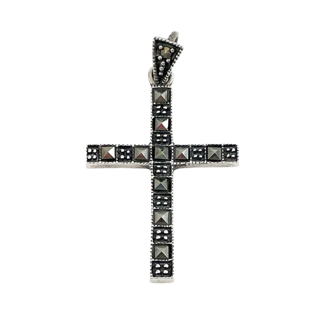 Sterling Silver & Marcasite Cross Pendant