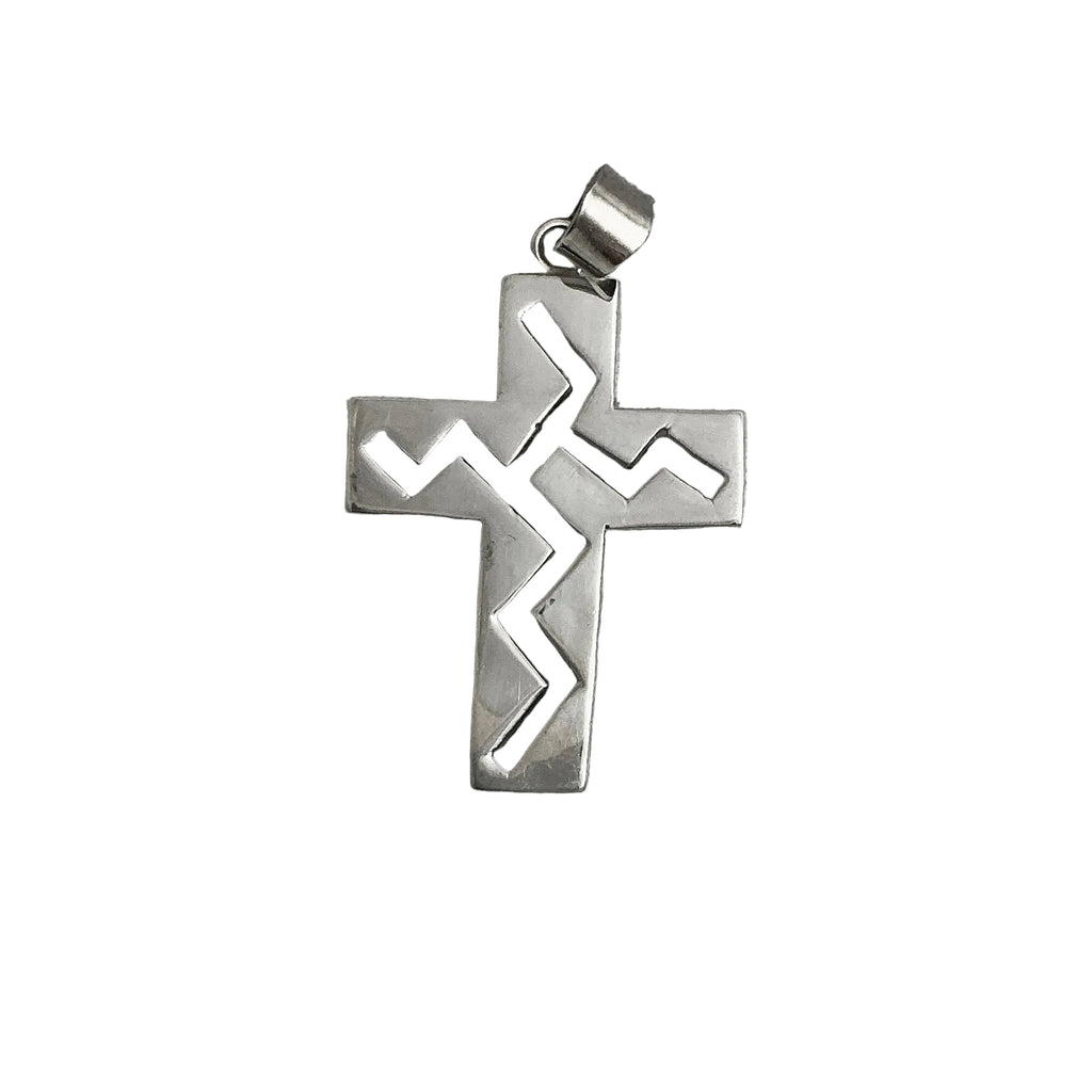 Sterling Cross Pendant Vintage Mexican Silver