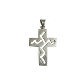 Sterling Cross Pendant Vintage Mexican Silver Back Zig Zag
