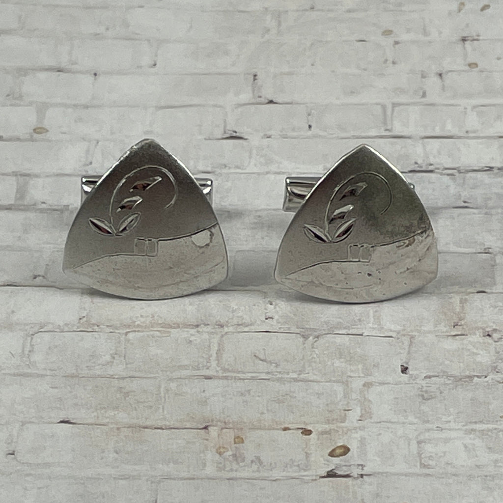 Vintage Sterling Silver Shield Cuff Links