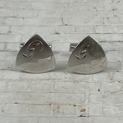 Vintage Sterling Silver Shield Cuff Links
