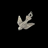Silver Descending Dove Religous Charm 