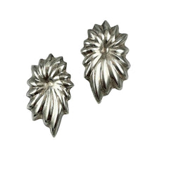 Large Sterling Silver Floral Pierced Earrings Mexican Vintage