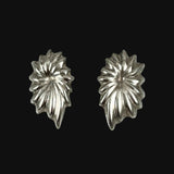 Large Sterling Silver Floral Pierced Earrings Mexican Vintage