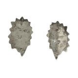 Large Sterling Silver Floral Pierced Earrings Mexican Vintage