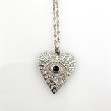 Evil Eye Heart Pendant Necklace Sterling Silver