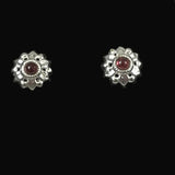 Sterling Silver Garnet Floral Earrings