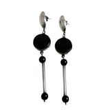 Long Black Onyx & Sterling Earrings Mexican