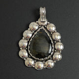 Large Gray Cat's Eye Quartz Pendant Sterling Silver