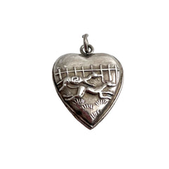 Sterling Puffy Heart Charm With Greyhounds