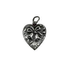 Sterling Silver Puffy Heart Wedding Bells Charm 1940's