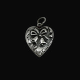 Sterling Silver Puffy Heart Wedding Bells Charm 1940's