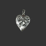 Sterling Silver Puffy Heart Wedding Bells Charm 1940's