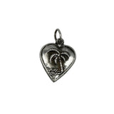 Sterling Silver Puffy Heart Palm Tree Charm 1940's