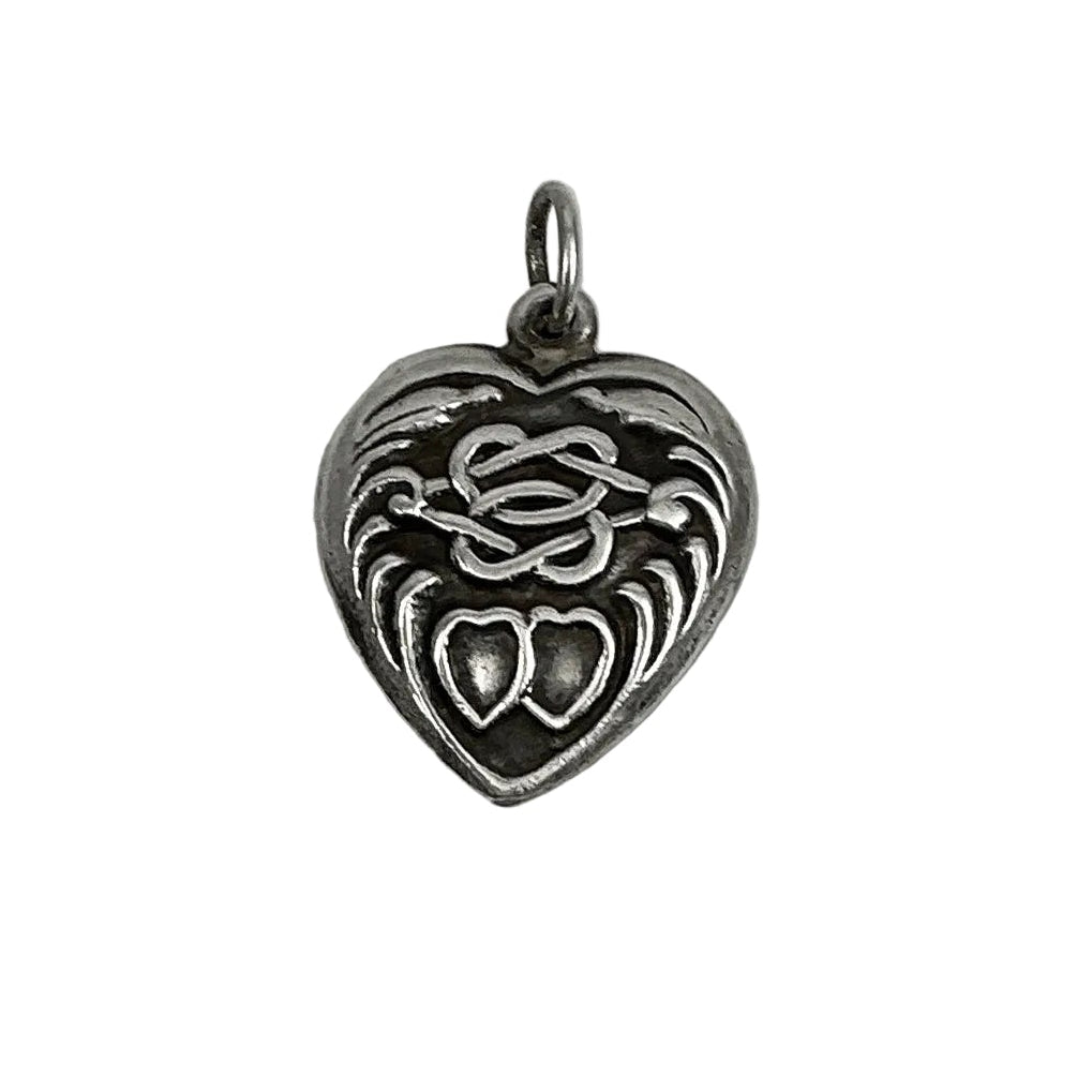Sterling Silver Puffy Heart Knot Charm 1940's