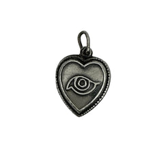 Sterling Silver Puffy Heart Eye Charm 1940's