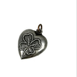 Sterling Puffy Heart Four Leaf Clover Charm Vintage