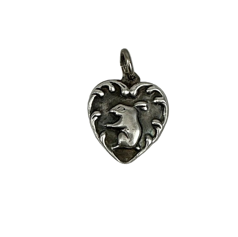 Sterling Silver Heart Charm with Rabbit 1940's
