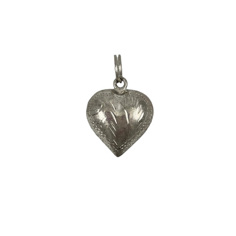 Sterling Hand Engraved Puffy Heart Charm Vintage