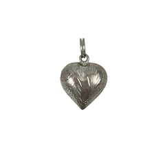 Sterling Hand Engraved Puffy Heart Charm Vintage