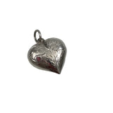 Sterling Hand Engraved Puffy Heart Pendant Vintage