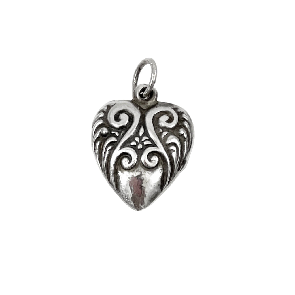 Sterling Repousse Puffy Heart Charm Vintage