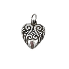 Sterling Silver Repousse Puffy Heart Charm Vintage