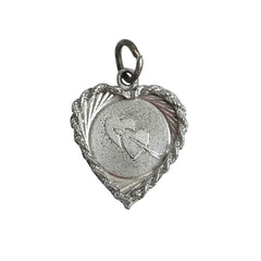 Sterling Silver Heart Charm Pendant by Crea Engraved Barbara Vintage