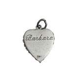 Sterling Silver Heart Charm Pendant by Crea Engraved Barbara Vintage