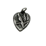 Sterling Silver Heart Charm with Bird 1940's